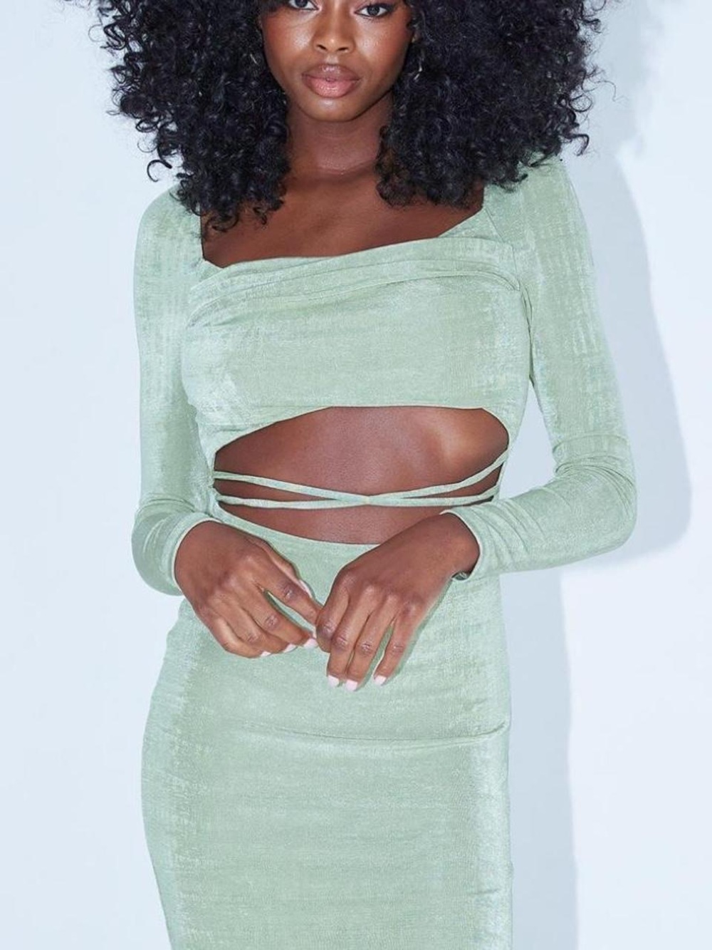 Princess Polly Olive Green Long Sleeve Cutout Bodycon Dress